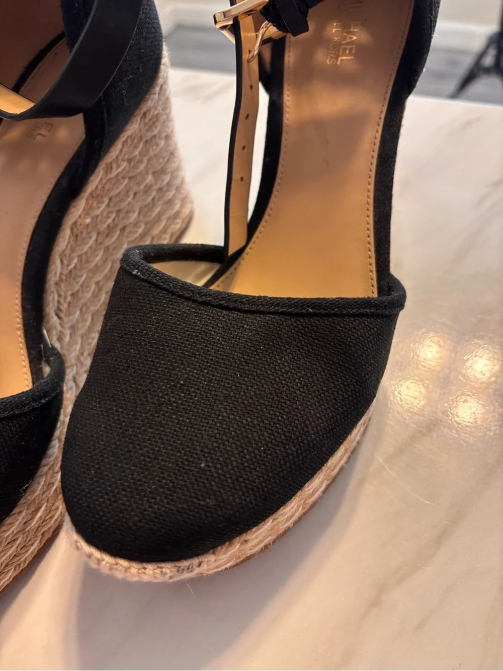 Michael Kors Black Espadrille Wedge Sandals – Ankle Strap Platform Heels